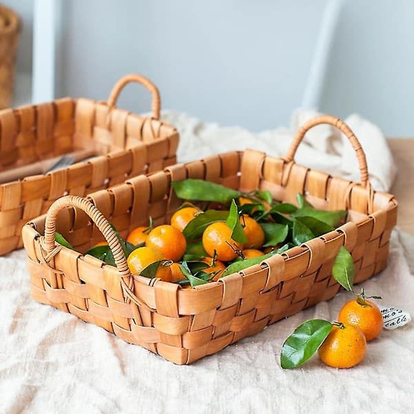 Handwoven Bread Basket and Serving Trays for Dining Table, Table, Kitchen Counter, With Handles