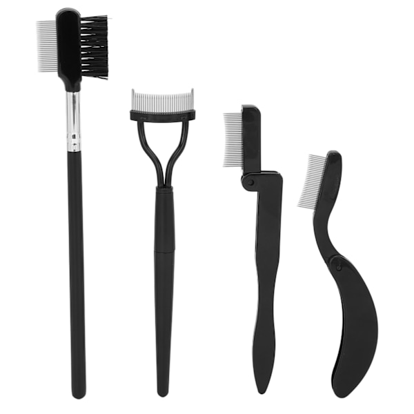 Øjenbryns- og øjenvippeplejesæt, professionelle øjenmakeupværktøjer inklusive sammenklappelig øjenbrynskam og mascara-klumpfjerner, 4 dele af høj kvalitet