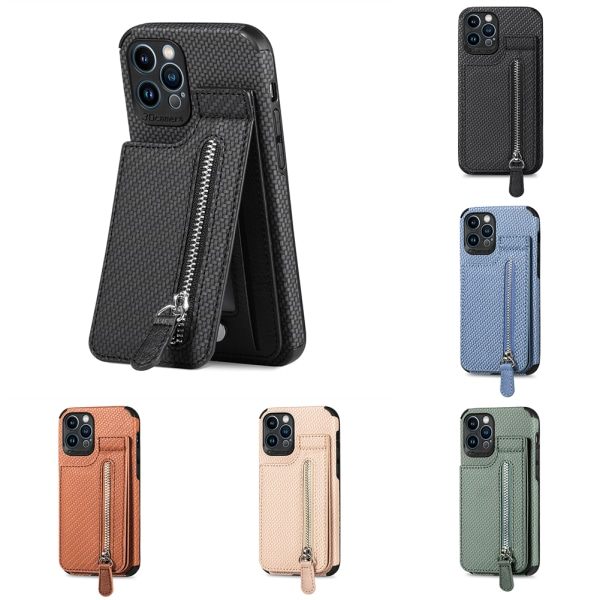 Læder Kortholder Magnetisk Pung Mobilcover iPhone 14 /14 Pro, iPhone 13 /13 Pro, iPhone, 12 /12 Pro sort iPhone 12 Pro