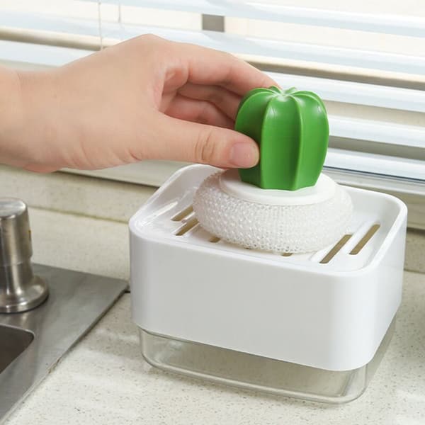 Kitchen Cleaning Box with Sponge Storage Box Kitchen Dispenser Sponge Scrubber Holder Case, E