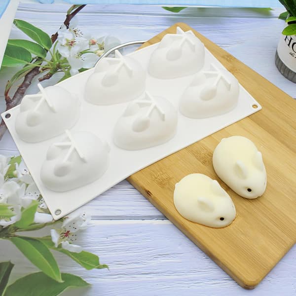 Kanin Silikoneform, 6 Hulrum, 3D Kanin Form Silikoneform