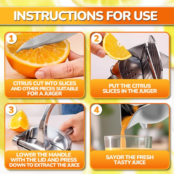 Fresh Fruit Press in Aluminum Alloy - Hand Press, Ergonomic Grip