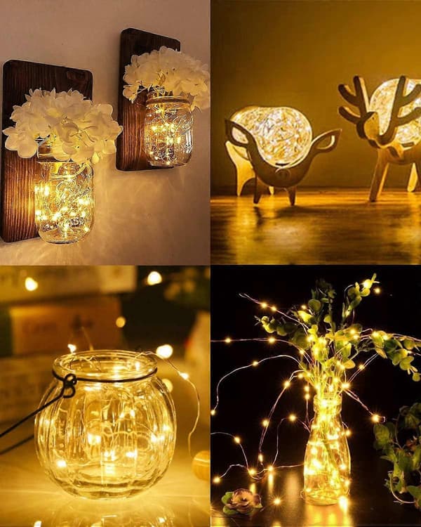 6-pack 2M 20-LED Flasklampor – Vattentät Koppartråd, Fester