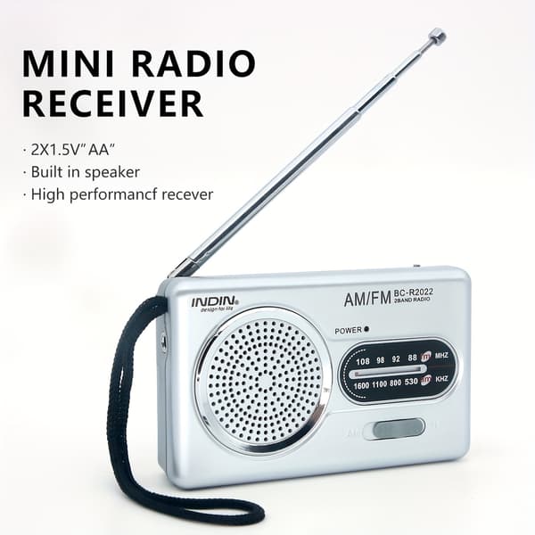 Compact Battery Powered AM FM Shortwave Radio, Headphone Jack, Gift for Elderly, Home Use Silvery Silvery