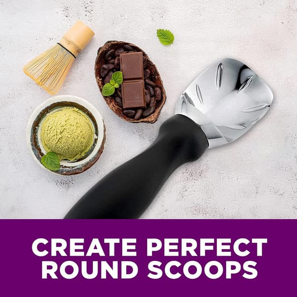 Glass Scoop, for Hard Ice Cream with a Comfortable Grip Handle, Sturdy and Durable Design (Black)