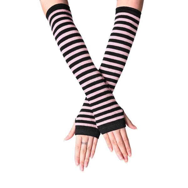 2 par svart-hvite striper, svart-rosa striper, håndleddsvarmere