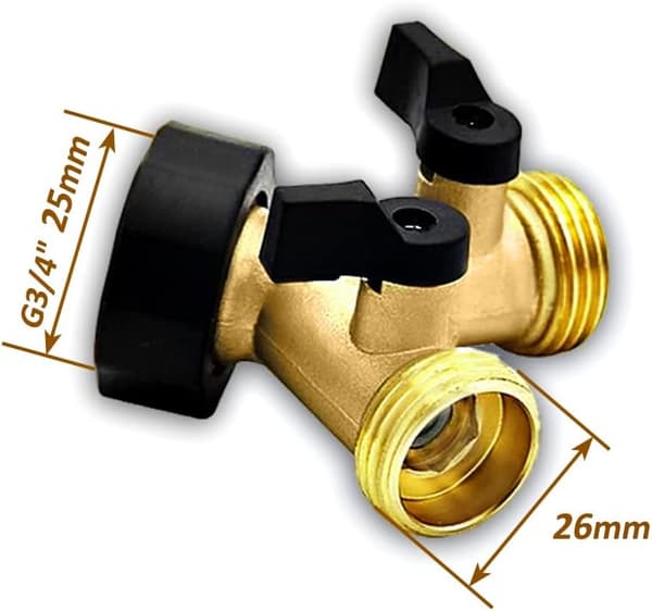 Brass Y-splitter, two-way connection for washing machine hose 3/4\"