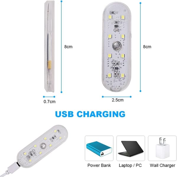 Bilinteriörbelysning, 2 st 8 LED vitt ljus touch-strömbrytare bilinteriör-FX-