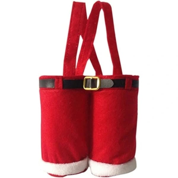 Christmas Drawstring Gift Bag, Red Cartoon Flannel Gift Bag