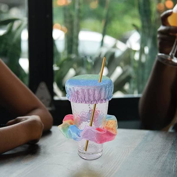 (Rainbow) 2-pack drink covers - reusable and wavy