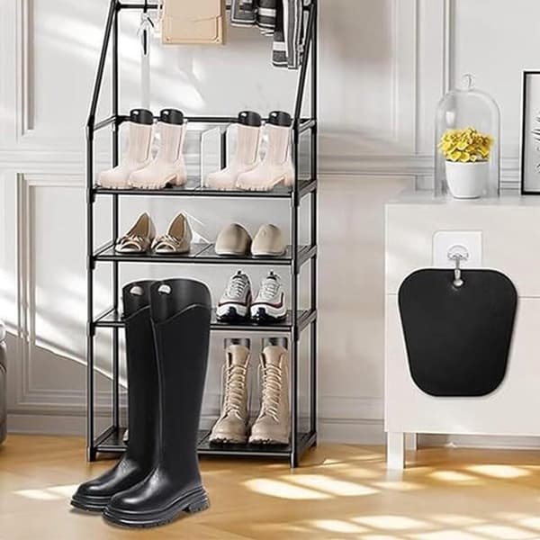Boot Shapers, Reusable PVC Inserts, Keep Tall Boots and Ankle Boots Upright, Wardrobe Storage, 8-Pack, Black, 35.2 cm