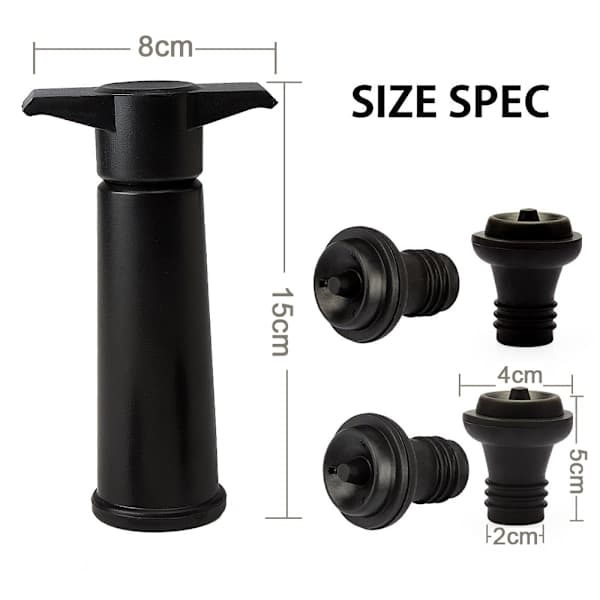 Vacu Vin Black Pump with Storage Stopper - Keeps Wine Fresh