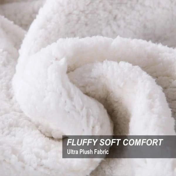Ultramød let vendbart Sherpa-floneltæppe mikrofiberfleece-plaid til seng/sofa (50\" x 60\", beige)
