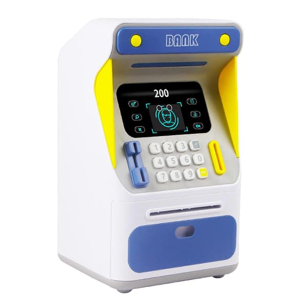 Mini minibank sparegris automatisk sparing for gutter jenter barn blå blue