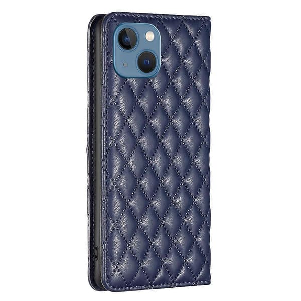Diamond Grid Magnetic Leather Flip Case for iPhone 13