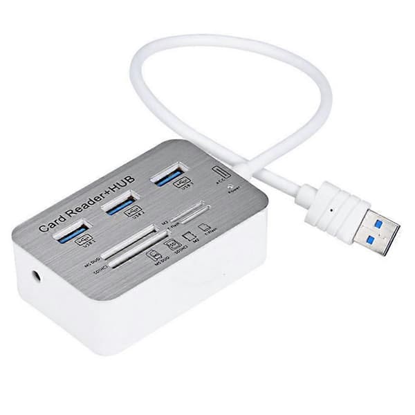 Aluminium USB 3.0-hub for Plug and Play & Rask Dataoverføring, Multi-in-1 Minneadapter med Overspenningsvern