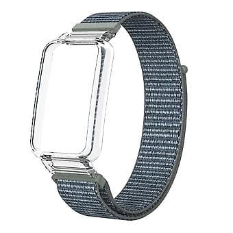 PC-fodral + Nylon Loop-rem för Xiaomi Mi Band 7 Pro (Stormgrå)