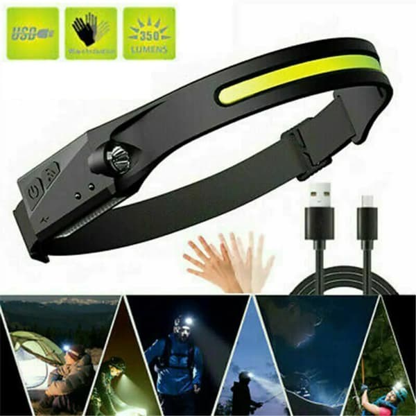 LED COB-anturiotsalamppu USB-ladattava vedenpitävä