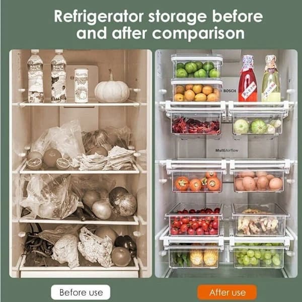 Refrigerator Storage Box, Pull-out Refrigerator Drawer, 1 Compartment Refrigerator Divider Clear Storage Box