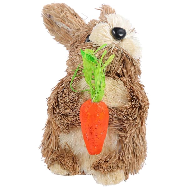 Easter Bunny Figurine Straw Woven Easter Rabbit Table Decoration Bunny Ornament Home Table Decor