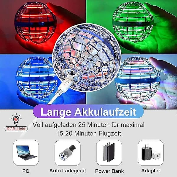 Hover Flying Ball, Magic Spinner Ball RGB Light Flying Ball
