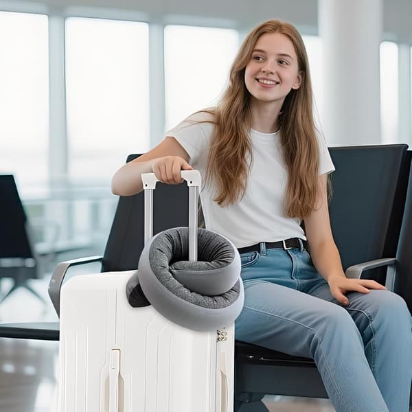 Generic Travel Pillow - Adjustable Spiral Neck Support | Compact and Washable Neck Pillow, Travel Pillow with Support (DB)