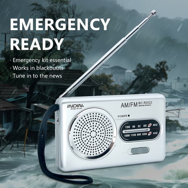 Compact Battery Powered AM FM Shortwave Radio, Headphone Jack, Gift for Elderly, Home Use Silvery Silvery