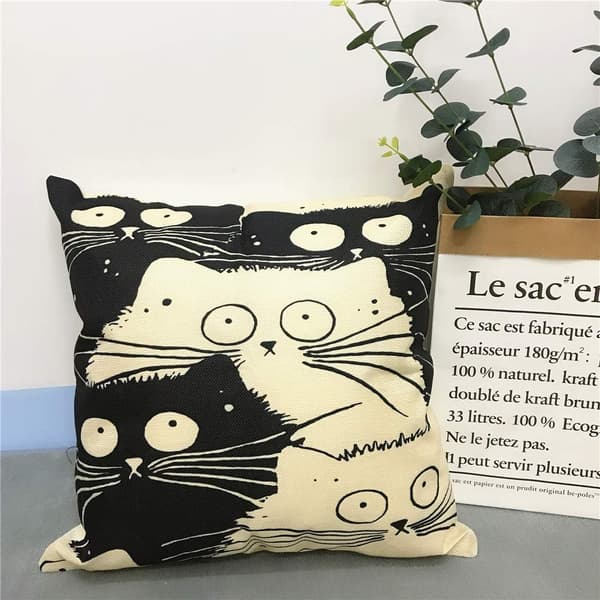 Set of 4 Cat Pattern Pillowcases, Covers 45x45 cm-max
