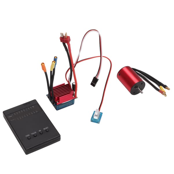 Brushless Motor and ESC Set 4P Rotor High Torque Multiple Protections S35A Brushless ESC with Programmer for 1/14 1/16