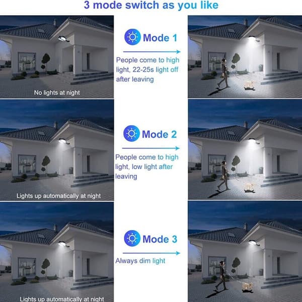 Outdoor solar light solar motion sensor with remote control, suitable for garage, garden, yard, courtyard