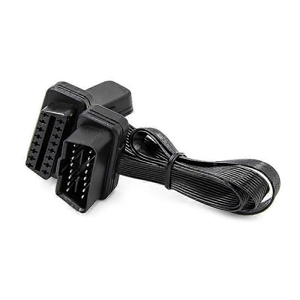 OBDII-förlängningskabel Dubbel Y-adapter OBD OBD2 16-stifts hane till hona Kontakt Platt+Tunn för [DB] black