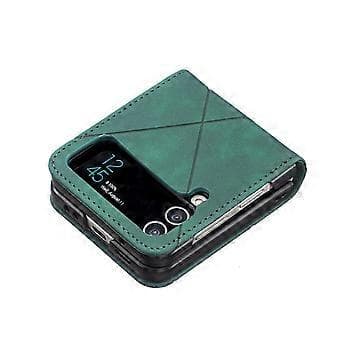 Geometric Pattern Case Compatible With Samsung Galaxy Z Flip 4, Hard PC Frame + Shockproof PU Leather Cover