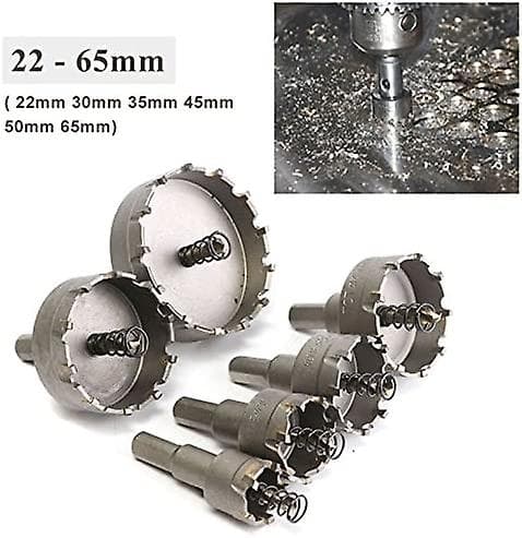 6 pcs Hss Tct Chainsaw Core Bits Drill Bits Carbide Hole Saw, 22-65mm
