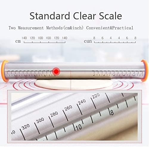 Non-Stick Rolling Pin, Stainless Steel Rolling Pin with Adjustable Discs and Measurement Markings Silicone Baking Mat