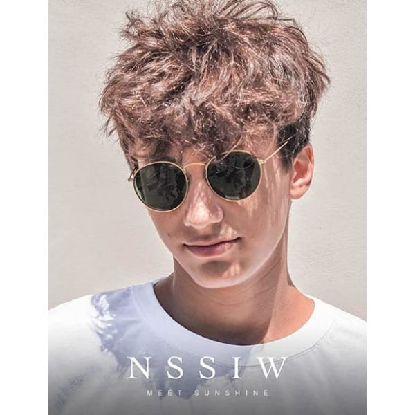 NSSIW runde solbriller for kvinner og menn, førsteklasses runde metallsolbriller med polarisert linse og UV-beskyttelse