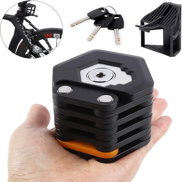 Compact and Lightweight Foldable Bicycle Lock, Robust and Durable for High Security, Quick Installation with High-Quality Mounting Bracket and Smart Design