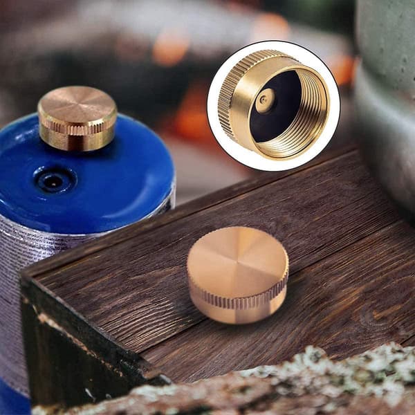 5 Pcs Solid Brass Refill Caps 1 LB Propane Cap Tank Cylinder Seal Cap Protective Cover for Outdoor Use