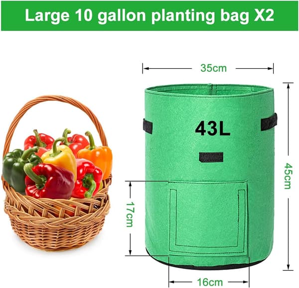 Potatisodlingsväskor, 2 x 43L odlingsväskor/trädgårdspotatisplanteringsväska
