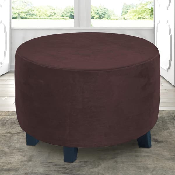 Round Velvet Ottoman Covers, Storage Stool Protective Cover, Stretch with Elastic Bottom