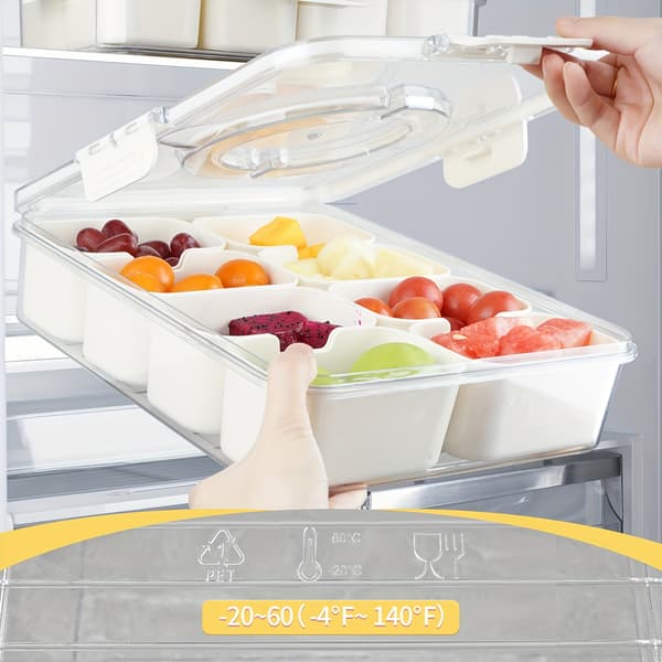 Serving Tray with 8 Compartments, Handle, Spacious Lid, Removable Snack Box and Fruit Container for Food Storage and Snack Organization 8cell 8cell