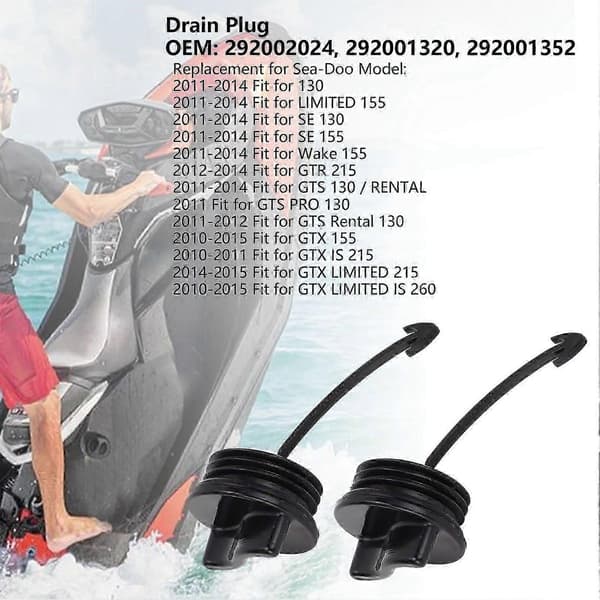 2 pcs Drain Plug for Sea-Doo GTR GTS GTX LTD RXT Spark Wake 155 292002024