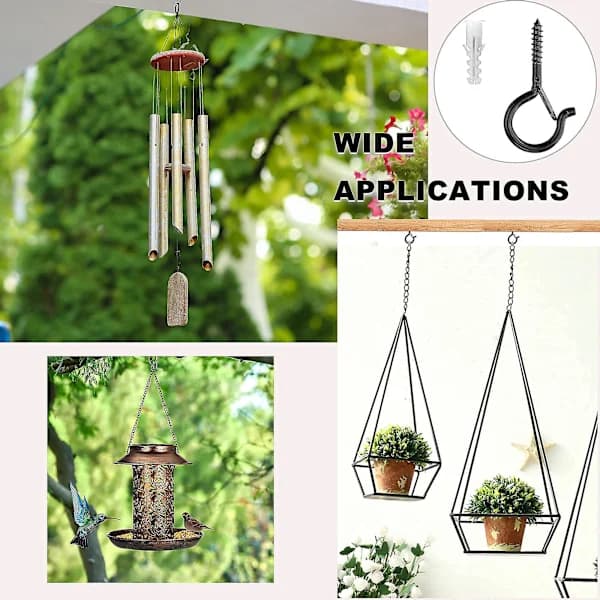 20-pack Q-Hanger String Light Hooks, Screw-in Hooks for Hanging Outdoor String Lights, Heavy Duty 2.2 Inch Black Loop Hooks