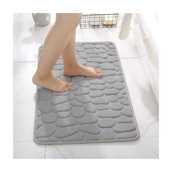 Memory Foam Bath Mat Non-Slip Bath Mat High Quality Absorbent Bath Mat Machine Washable (Grey)