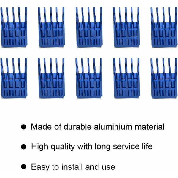 10-pak blå aluminium stepmotor køleplader til TMC2100 3D-printer (9912MM) longziming