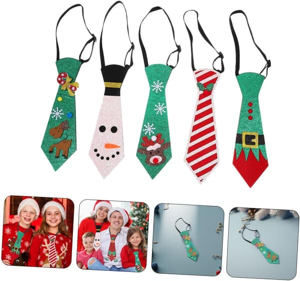 5 st Julslipsar Pojkar Jul Fluga Snöflingeslipsar