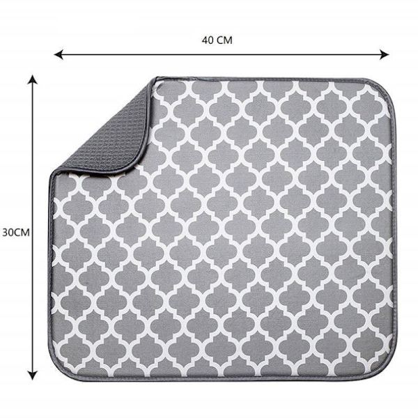 Microfiber Dish Drying Mat 40 x 30 cm, Ultra Absorbent, Quick Drying Kitchen Accessory, Sink Mat, Insulating Dish Mat