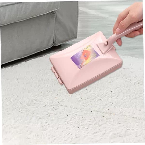 Pink Dual-Roller Carpet Brush for Sofa Cleaning, Handheld Dust Remover Compatible with Most Carpets