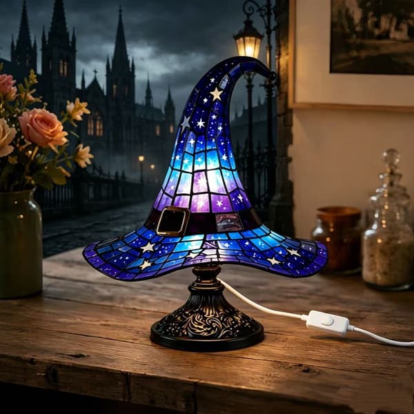 Witch Hat LED Night Light, Halloween Decorative Table Lamp, Gothic Mood Home Decor Lighting