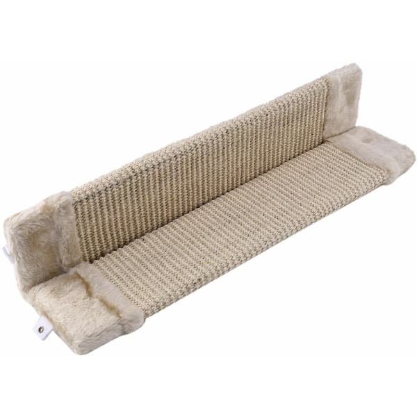 Cat scratching post in sisal and plush, wall-mounted in corner