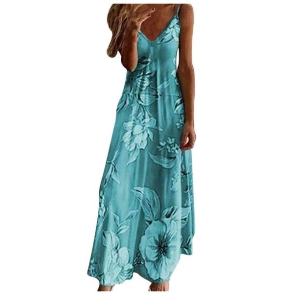 Ermeløse kjoler med spaghettistropp for kvinner Ensfarget folor-omslagskjole pluss størrelse sommersolkjole V-hals strand-maxikjole
